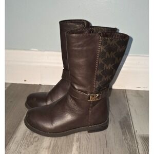 Michael Kors Toddler Little Girls Brown Signature Side Zip Boots Size 6